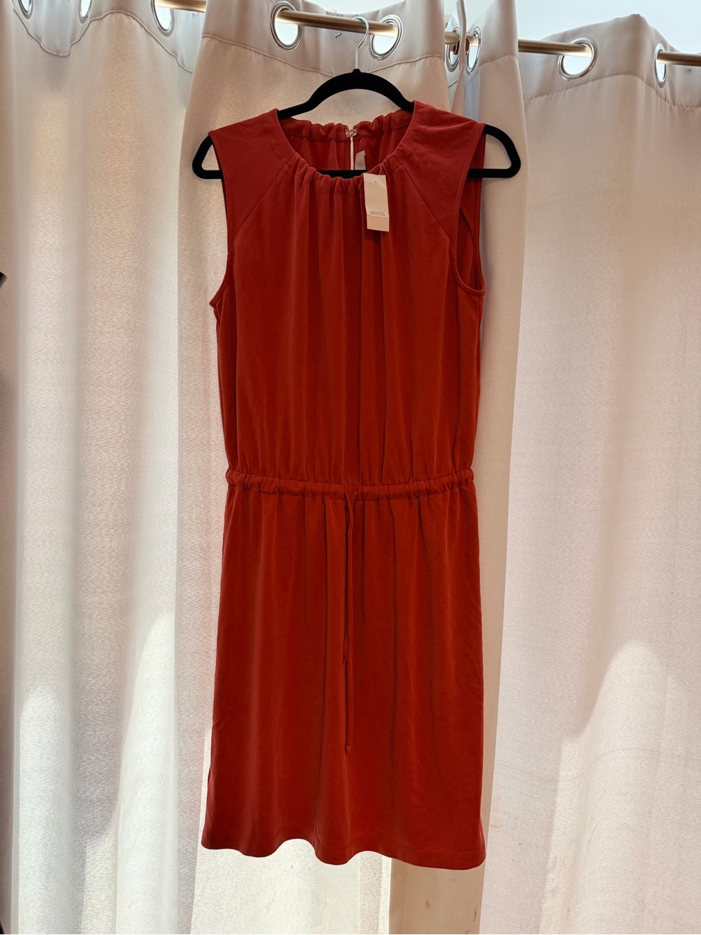 NWT Ann Taylor Red Sleeveless Midi Drawstring Waist Dress